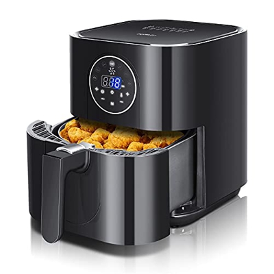 Aigostar Mini Cube - Freidora de aire sin aceite, 3,5 litros, 1500W, 7 funciones preestablecidas, tiempo y temperatura ajustables manualmente. Panel L