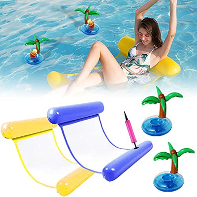 Faffooz 4 en 1 Agua Silla Inflable de Flotación Hamaca, Hamaca Piscina Hamaca de Agua Flotante Plegable de la Piscina Agua Colchonetas Hinchables Asie