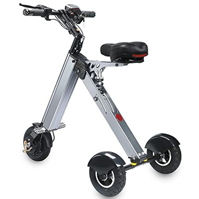 TopMate ES31 Triciclo Eléctrico Plegable Mini Patinete, Scooter Eléctrico de 3 Ruedas con Función de Marcha Atrás y Pantalla LCD, Interruptor de Llave