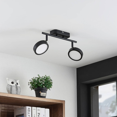 Lindby Vesim foco LED, negro, 2 luces