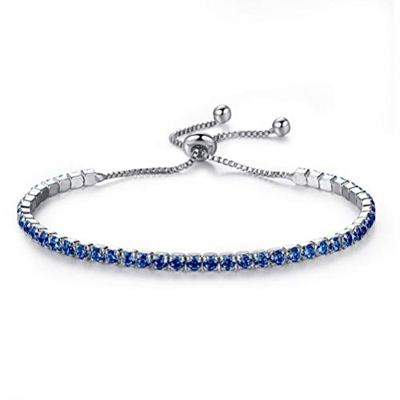 Happyyami - Pulsera de Tenis para Mujer - Pulsera con Brillantes - Pulsera de Cristal Ajustable - Elegante Joya de Moda para niñas y Mujeres, Turquesa