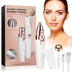 Depiladora de Cejas,Eléctrica Depiladora Cejas,2 en 1 Dispositivo de depilación de rostro femenino,Depiladora de Cejas Portátil con Luz,USB Recargable características