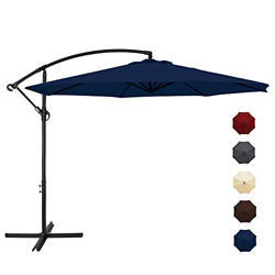 LOVE STORY Banana Sombrilla Ø3M, 10FT Sombrilla de Jardín Sombrilla de Terraza Soporte de Sombrilla de Hierro de Aluminio, UV50 +, Azul marino precio