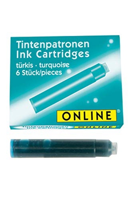 Online Schreibgeräte 17224/24- Cartuchos para pluma estilográfica, color turquesa