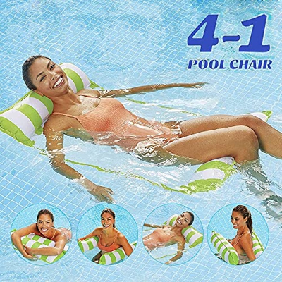 Cama flotante de agua Hamaca para el salón, hamaca de agua, hinchable, tumbona para mar o piscina (Green)