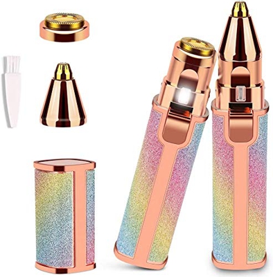 Depiladora de Cejas,Eléctrica Depiladora Cejas,2 en 1 Dispositivo de depilación de rostro femenino,Depiladora de Cejas Portátil con Luz,USB Recargable