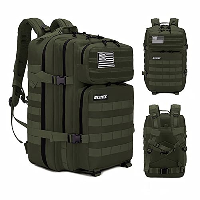 Elitex Mochila 25L Tactica Militar Color Verde Bandera USA Impermeable para Deporte, Gimnasio, Aire Libre Oxford 900D