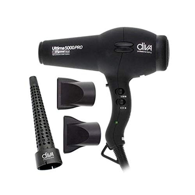 Diva Pro Styling Ultima 5000 Pro Cabello Secadora Profesional Con Acondicionamiento Iónico, 2200 W, Negro 700 g