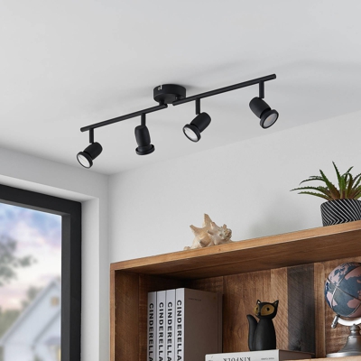 ELC Simano foco de techo LED, negro, 4 luces