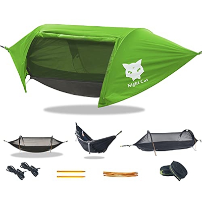 Night Cat Hamaca Tienda con Mosquitera Impermeable Rainfly para 1 Persona Senderismo Camping en Jardín Patio Trasero Wild
