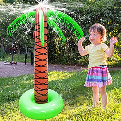 Faffooz Árbol de Coco Inflable con Agua Pulverizada 59 Pulgadas Niños Vadeo Piscina Juguete De Agua para Fiesta Al Aire Libre Inflatable Water Park Ou