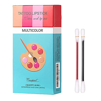 20 Pieces/Box Cigarette Lipstick Cotton Swab Lipstick, Durable Waterproof Liquid Non-Stick Tattoo Lipstick, Portable Lip Tint (Mixed)