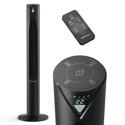 Pro Breeze Ventilador de Torre Ultrapotente de 117 cm, Motor Oscilante de 45 W, 3 Velocidades, 4 Modos de funcionamiento y Temporizador de 12 h