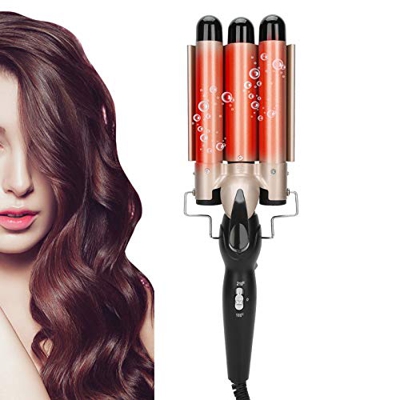 Varita de Rizador de 3 Barriles, Rizador de Pelo Eléctrico de Cerámica para Cabello largo o Corto, Rizador de Ondas de Cabello, Herramienta de Peinado