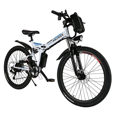 ANCHEER Bicicleta eléctrica de montaña, 26"/27,5 Pulgadas, Bicicleta eléctrica con batería de Litio de 8 Ah/10 Ah/12,5 Ah y Marchas Shimano de 21 velo