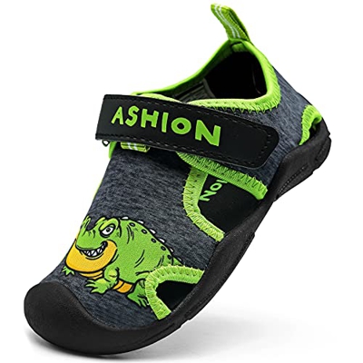 Zapatillas de Playa Piscina Natación Verano Zapatos de Agua para Niños Sandalias Cerrada de Secado Rápido,F Verde,27 EU