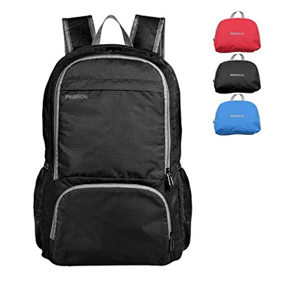 PROIRON Mochila Plegable Ligera 30L, Nylon 210D, A Prueba de Salpicaduras para Mujer, Hombre, Viajar, Senderismo, Al Aire Libre (Negro)