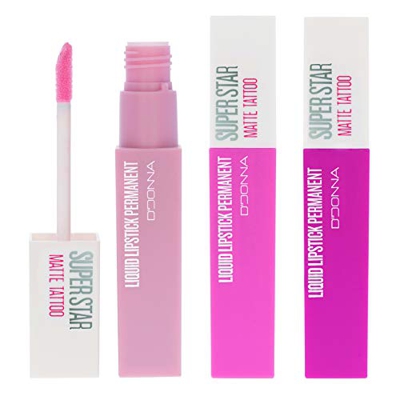 Lote Cia&Co 3 x Super Star Matte ROSAS - Barra de Labios Liquida Mate Tatto Permanente (Colores Rosas - Lote MY-01)