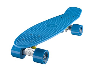 Ridge Skateboard 55 cm Mini Cruiser Retro Stil In M Rollen Komplett U Fertig Montiert, Unisex, Azul Cielo/Azul (Bleu/Bleu)