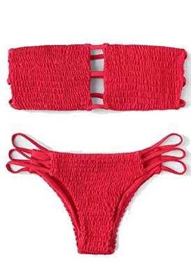 CheChury Mujer Bikini Bandeau Bralette Traje de Baño de Tubo Brasileños Bañador Ropa de Bano Dos Piezas Push Up Traje de baño con Acolchado Conjunto d