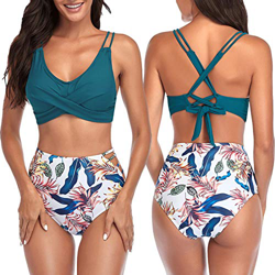 Conjuntos de Bikinis para Mujer, Trajes de Bao Push Up Bikini Conjunto Baador Mujer Ropa de Playa 2 Piezas Baador de Bao Tops y Cintura Alta Braguitas precio