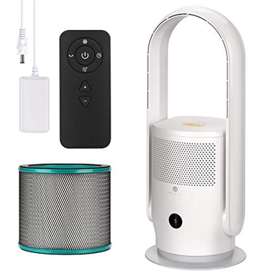 U ULTTY Ventilador de torre,purificador de aire con filtro de aire, sin rueda de ventilador, oscilación de 90°, 9 niveles de velocidad del viento, tem