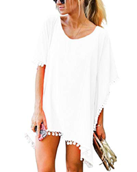 Yuson Girl Mujer Camisolas y Pareos Bikini Cover up Mujer Ropa de Baño Capa de Biquíni Vestido de Playa (Blanco) en oferta