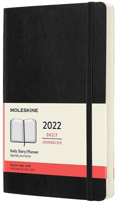 Moleskine 2022 Diario-12-Month Agenda-13x21cm Grande-Blanda - Negro