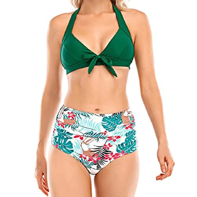 Yuson Girl Bikini Mujer Brasileño Estampado Floral Anudado, Bañador Natacion Bowknot, Tankini Talla Grande 2 Piezas