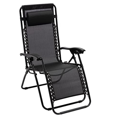Tumbona de jardín plegable Zero Gravity Negro 165 x 65 x 113 cm