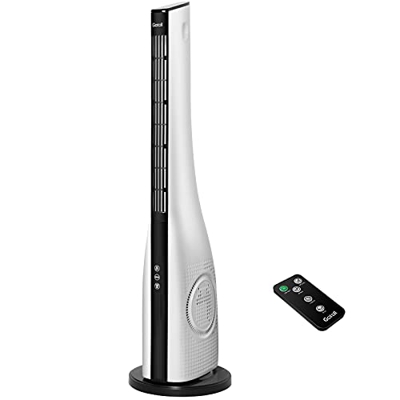 Gotoll Ventilador de Torre con Altura de 90cm 50W,Panel Táctil Ventilador de Pie con Temporizador 15 Horas y Mando a Distancia,Led Pantalla,Oscilación