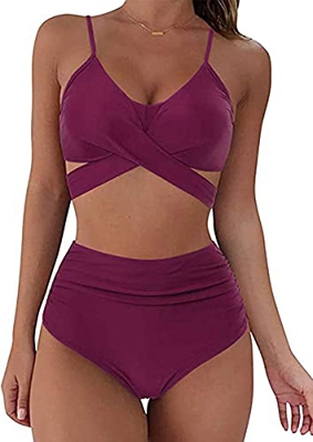 CheChury Traje De Baño Mujer Sexy Bañador de Baño Conjunto de Bikini Push up Sujetador Acolchado Traje de baño Bikini para Mujeres Dos Piezas Cuello H