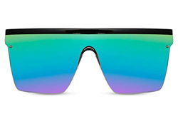 Cheapass Sunglasses Gafas de sol Masivas Oversized XXL Negro Pantalla Onepiece Arco iris Lentes espejadas UV400 para mujer características