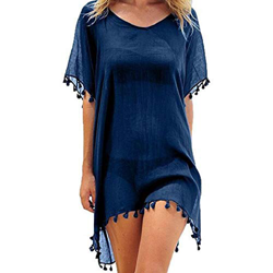 heekpek Mujer Borla Trajes de Baño Gasa Pareos Ropa de Playa Beach Bikini Cover Up Camisolas y Pareos Pareos Playa Mujer precio