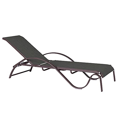 Tumbona de jardín reclinable Nerea apilable de Acero y textileno marrón de 195x63x40 cm - LOLAhome
