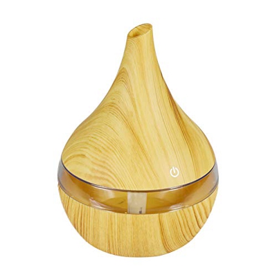 300ML Difusor de Aceite Esencial, Humidificador Difusor de Aromaterapia Ultrasónico, 7 Luces LED de Color, Purificador del Aire,Grano de Madera(Beige)