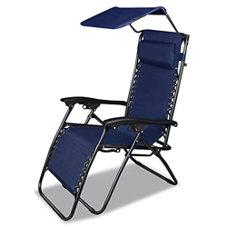 Tumbona Plegable Playa, Sillas Jardín Gravedad Cero, Tumbona Jardin Exterior Plegable con Respaldo y Parasol, Ligera, Plegable, Carga 250 kg, para Pis precio
