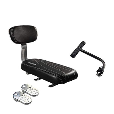Asiento con cojín y Funda de Piel sintética Trasero para Bicicleta con Respaldo, para niños, Black Set