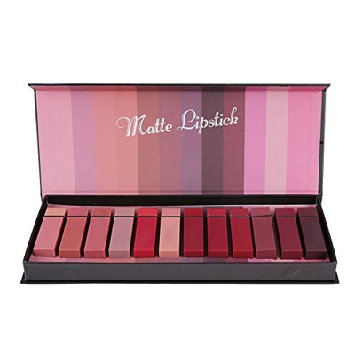 Matt Lipstick Pack Set, 12 colores Tubo cuadrado Hidratante de larga duración Brillo labial Impermeable No pegajoso Bálsamo labial Herramienta de maqu