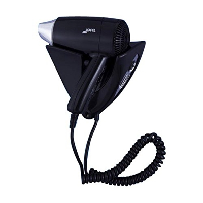 Jofel AB65000NC Secador de Cabello con Soporte Mural, 1400 W, Negro y Cromo