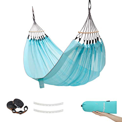 KingCamp Hamaca Doble con Barras Esparcidoras de Madera Ultraligero Transpirable Hamaca Jardin en Seda de Hielo 260 × 160cm Hamaca Camping para 2 Pers en oferta