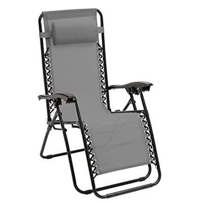 Tumbona de jardín plegable Zero Gravity gris 165 x 65 x 113 cm