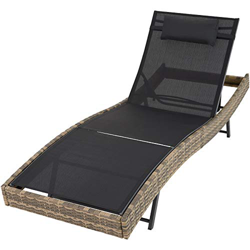 tectake 800315 Tumbona Chaise Longue de Poli ratán Tumbona de jardín Silla de terraza características