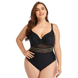 LCUYNUI Traje de Baño de Gran Tamaño para Mujer, Traje de Baño Liso Hueco de Malla Gruesa y de Una Pieza Más Gruesa (XXXL) características