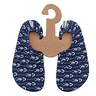 Zapatillas de Playa para Niños Zapatillas de Ballet Antideslizantes Zapatillas de Baño Yoga Piscina en Azul Oscuro/Blanco con Espinas de Pescado, Tall