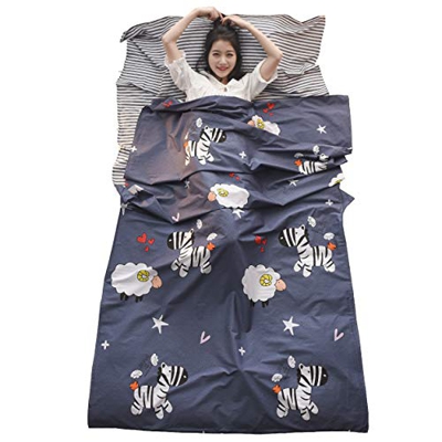 TRIWONDER Saco de Dormir Ligero Pórtatil Sábanas de Viajar para Excursiones Viajes Hotel Albergues Camping para 1/2/3 Personas Unisex (Azul Marino - C
