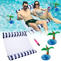 Auflosung Hamaca Inflable, Hamaca Flotante Doble,Hamaca De Agua,Flotante 4 En 1 Cama Agua Flotante,Hamaca Hinchable Piscina para Adultos Y NiñOs Playa en oferta