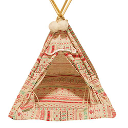 Tienda de campaña para mascotas Casa de cama para gatos Tipi plegable portátil con cojín de doble cara para verano e invierno de 24 pulgadas de alto p características