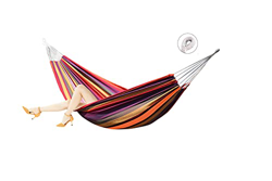 AXT SHADE Hamaca de Algodón Portátil 200X150cm con Bolsa de Transporte para Patio, Jardín, Acampar, IR a la Playa y Viajar-Rayas Negras Verdes Rojas en oferta