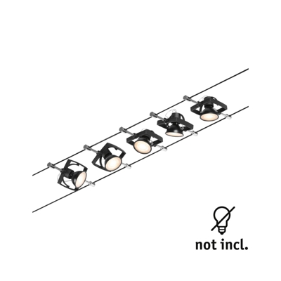 Paulmann Wire Mac II sobre cable, 5 luces 5m negro